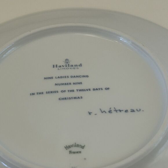 Haviland Limoges The 12 Days of Christmas Plate Nine Ladies Dancing 1978 Signed - Picture 5 of 6